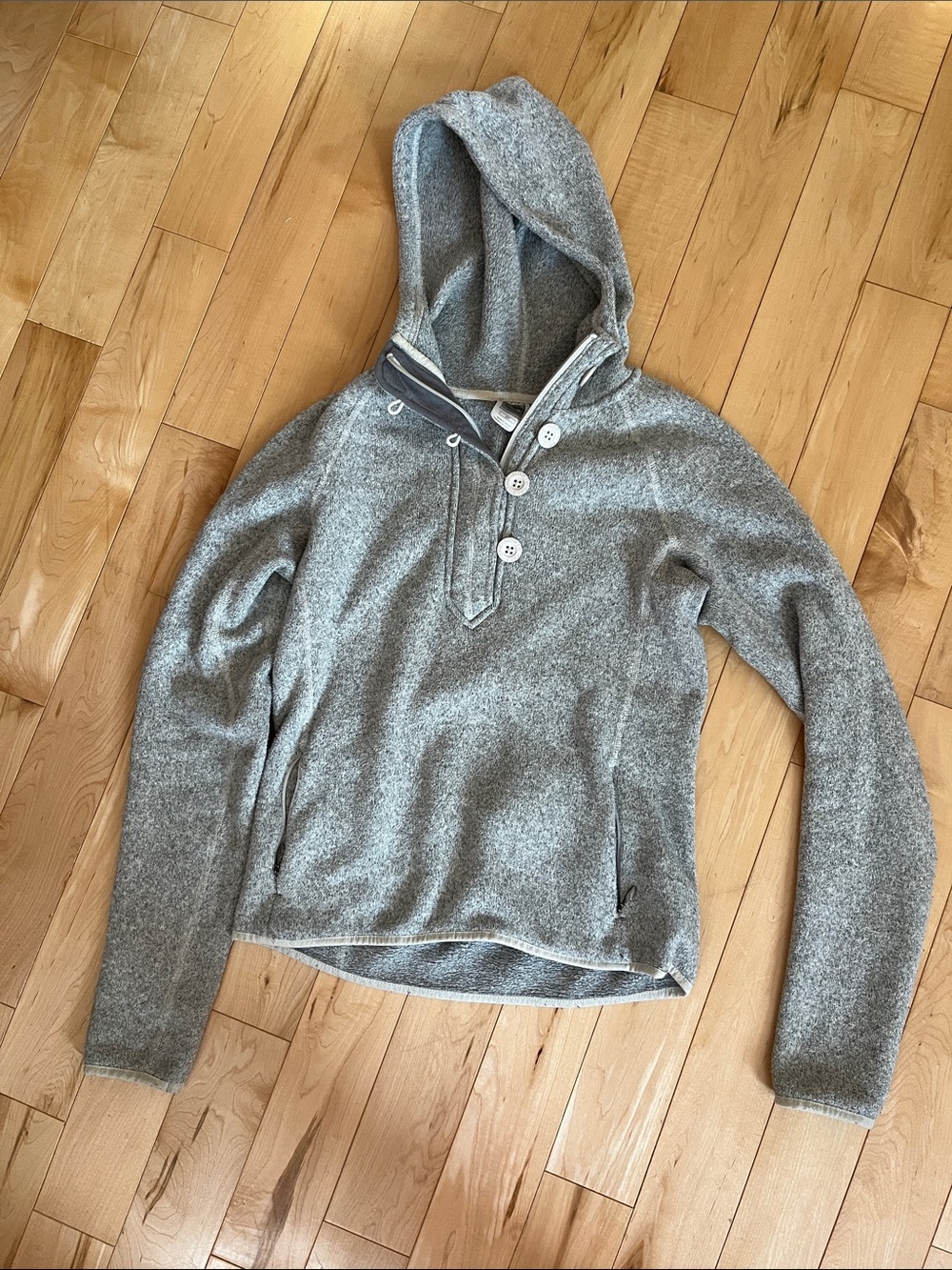The North Face Light Gray Hooded Button Pullover Sweatshirt